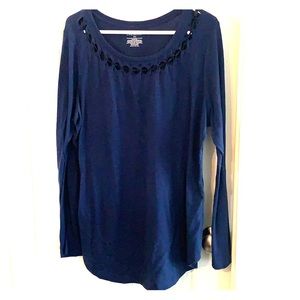 Lane Bryant Navy Long Sleeve Tee S 14/16